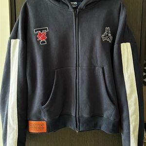 MOTUS Studios University of Toronto Navy Cropped Zip Hoodie